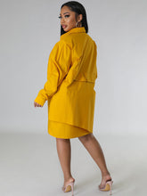 Long Sleeves Asymmetrical Midi Shirt Dresses